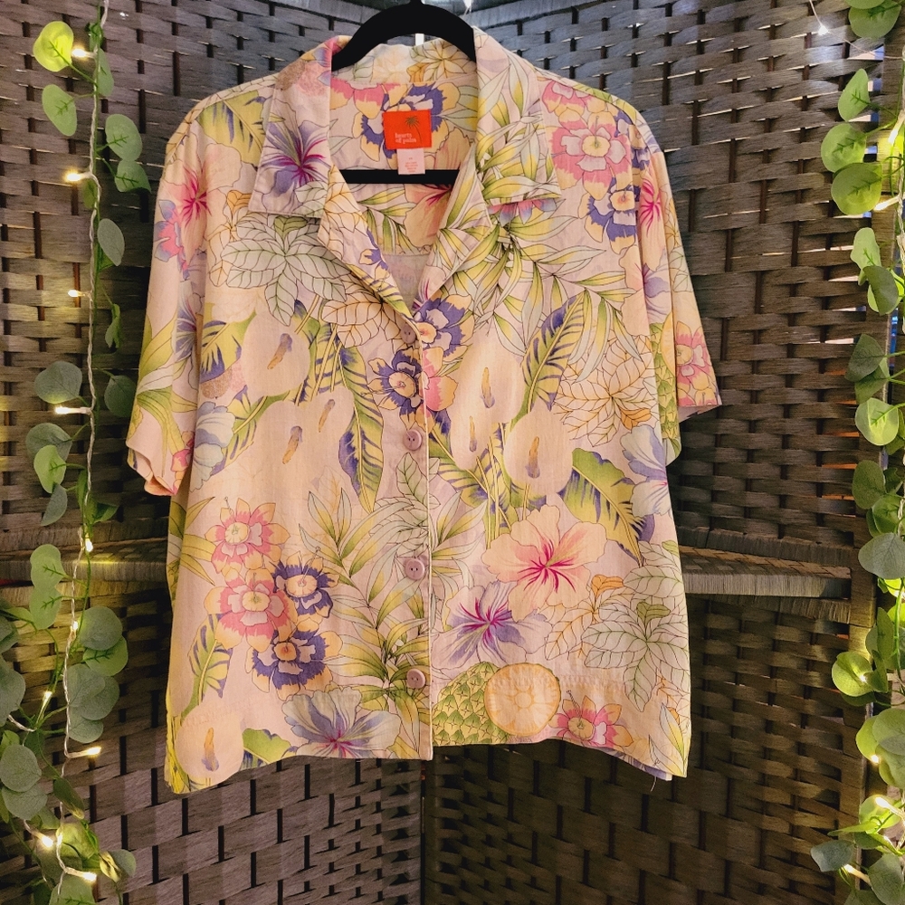 Hearts of Palm Vintage 70's floral top size 14